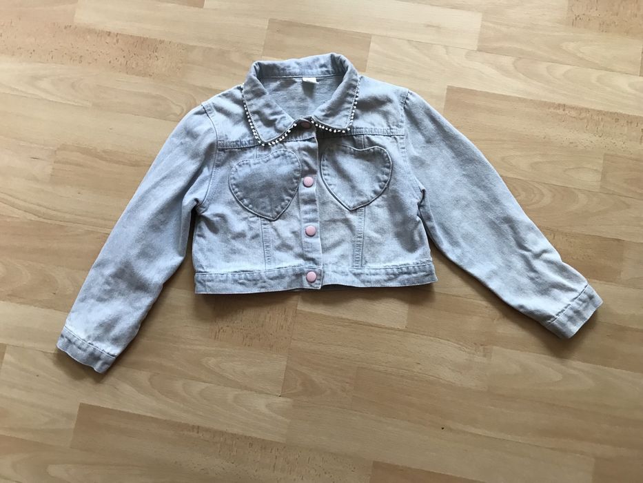 Укорочений стильний джинсовий жакет для дівчаток ріст 116-122-128 см