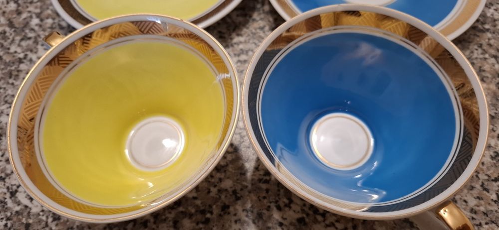 Чайная пара VEB Thringer Porzellanwerke Gehren Позолота Германия