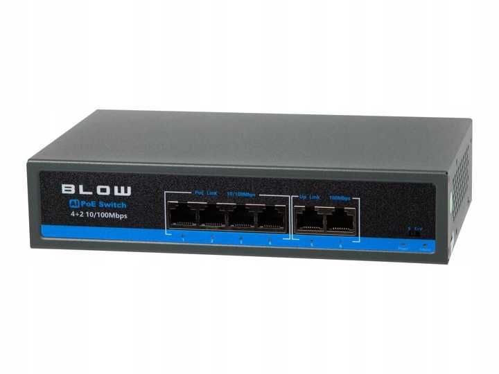 Nowy SWITCH POE do kamer 4xPOE 100Mbps 2xUpLink 75W extend mode