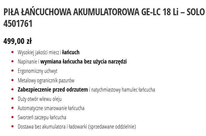 Einhell GE-LC 18 Li 4501761 piła łańcuchowa akumulatorowa sprawna -bdb