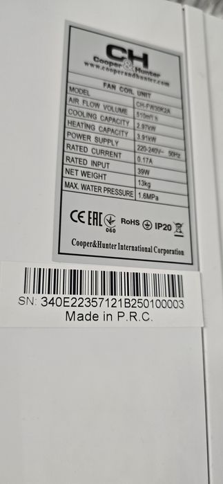Фанкойл  Cooper&Hunter, модель CH-FW30K2A