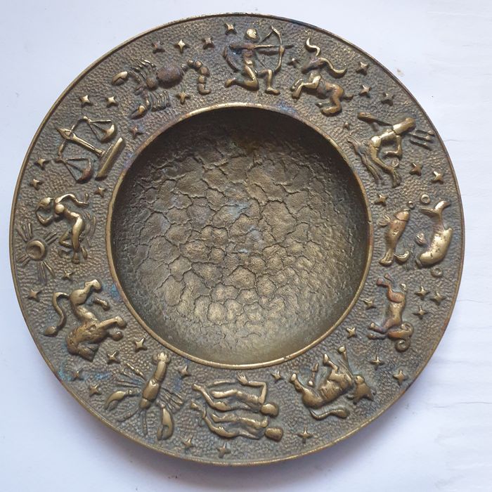 Vintage Danish Bronze Zodiac Dish from Nordisk Malm, 1940s