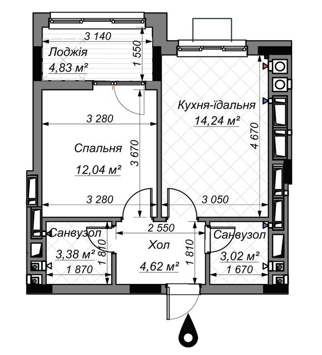Продаж 1-кімнатної квартири, новобудова ЖК TWINS RESIDENCE Біла Церква