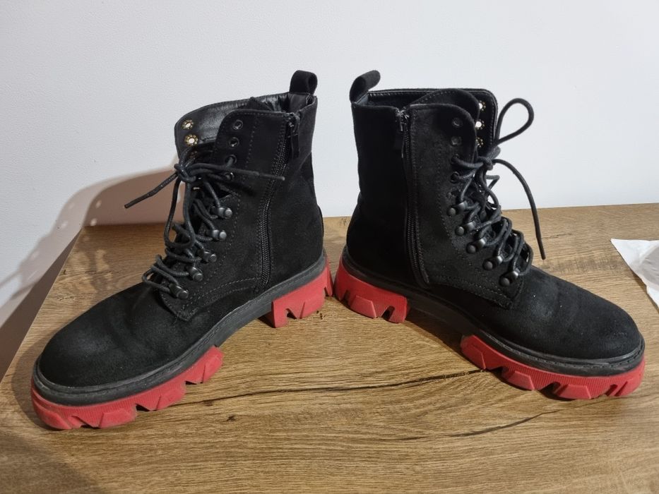 Buty glany damskie, kultowe workery, botki czarne 38