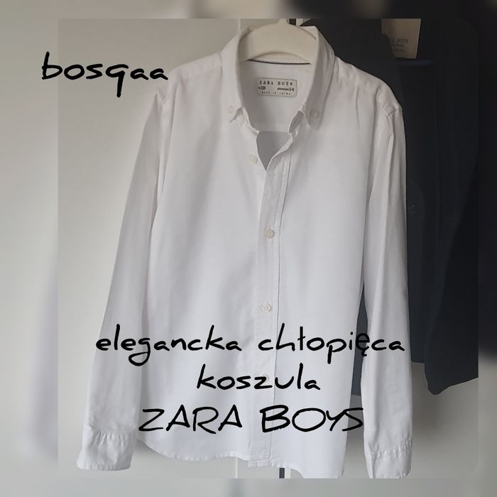 Biała bawełniana koszula dla chłopca Zara 118 -122  do szkoły cotton