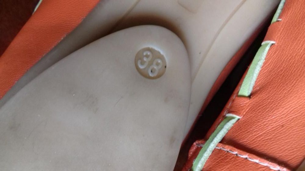 Półbuty, baleriny pomarańczowe r.38 - skóra naturalna.