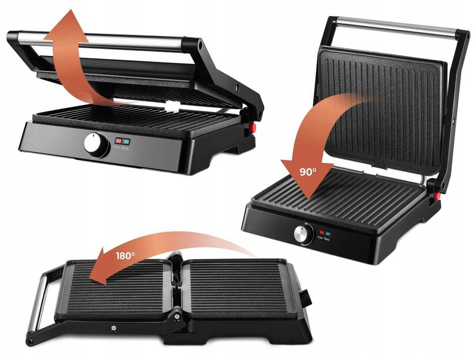 ELEKTRYCZNY GRILL rozkładany 2200W opiekacz toster 180 stopni PANINI