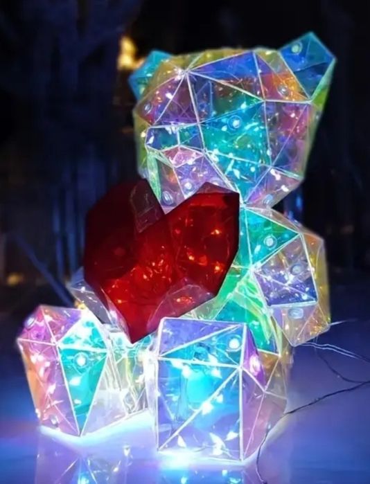 Світлодіодний ведмедик з серцем, від usb, love bear нічник світильник