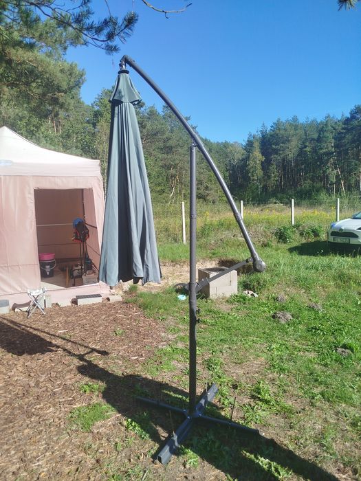 Parasol ogrodowy duży szary