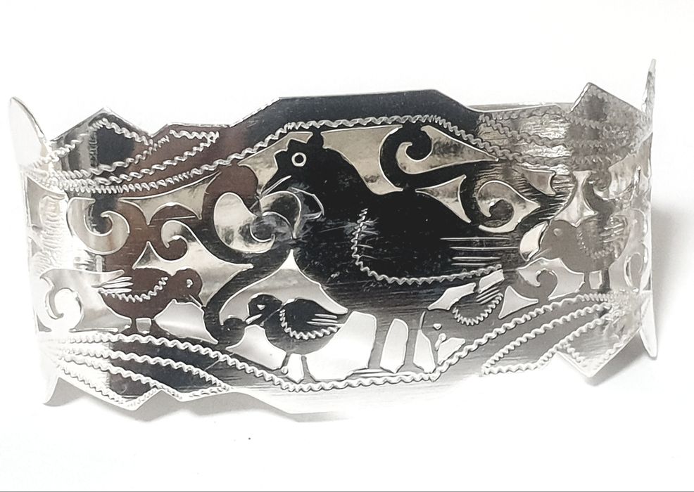 Fantástico par de argolas de guardanapos vintage em prata com pássaros