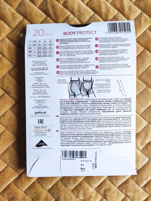 Rajtuzy rajstopy ciążowe Gatta czarne rozm. 4 L 20 den