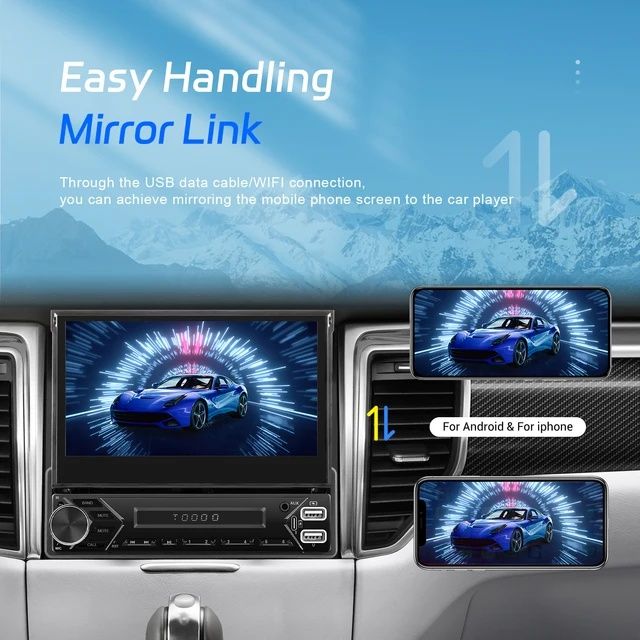 Rádio android 13 1din 7" 2/32GB retrátil GPS WiFi BT Carplay NOVO