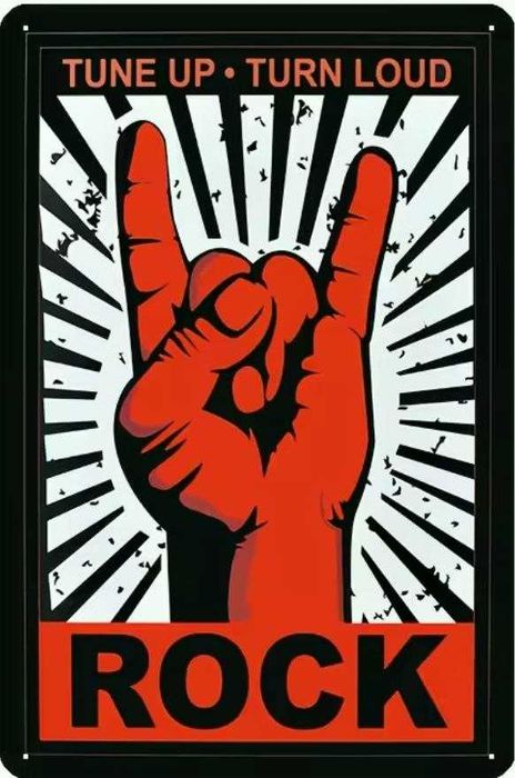 Металлическая табличка Rock — Настройся и прибавь громкости, 14х20 см