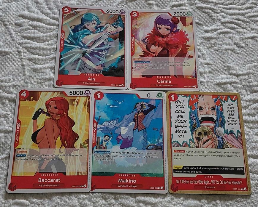 lote de 29 cartas one piece tcg eb03