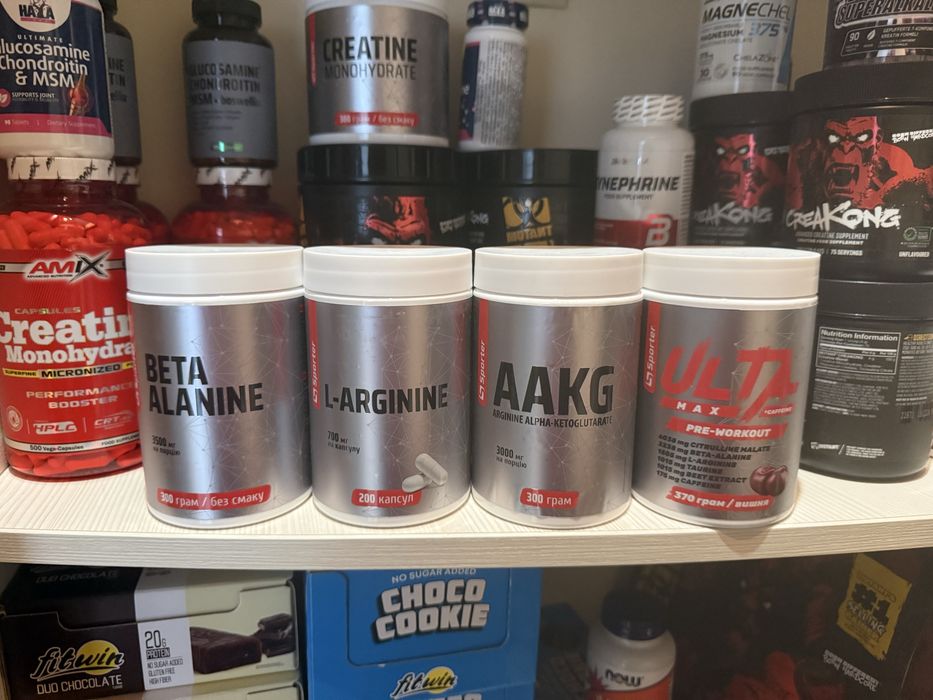 Sporter Beta alanine, L-arginine, AAKG, Ulta pre workout бета аланін, аргінін, предтрен