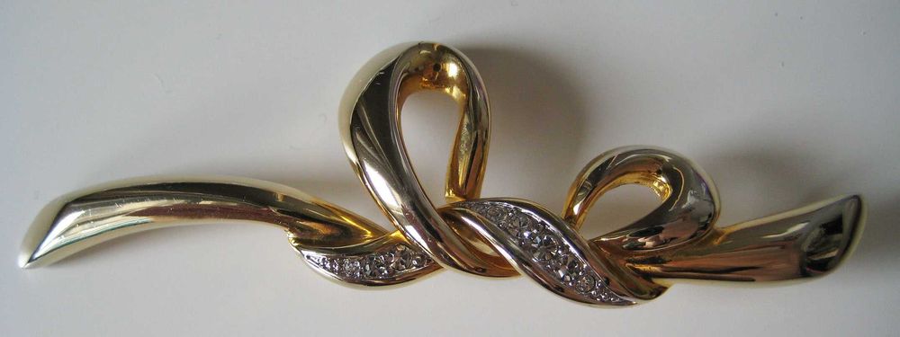 Вінтажна брошка золотистий тон з фіанітами Avon Smithsonian Institute