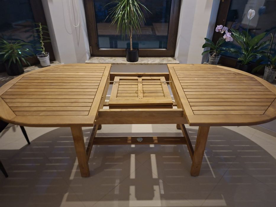 Zestaw ogrodowy stół i 5 krzeseł drewno tekowe