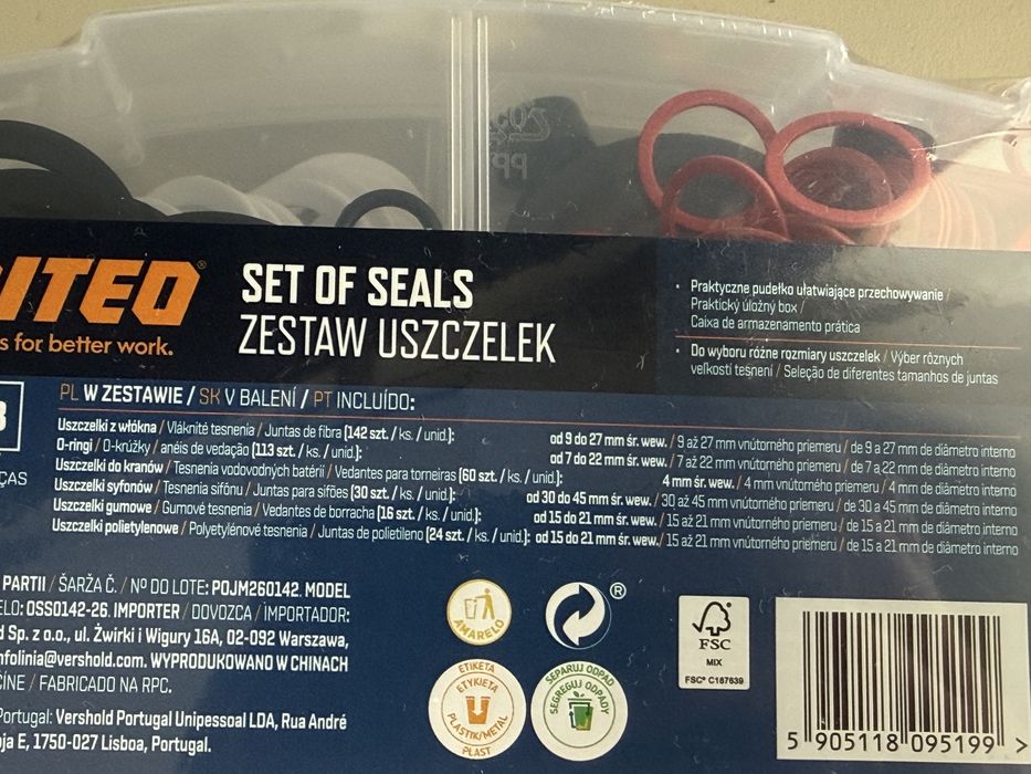 Zestaw uszczelek Niteo 383 sztuk