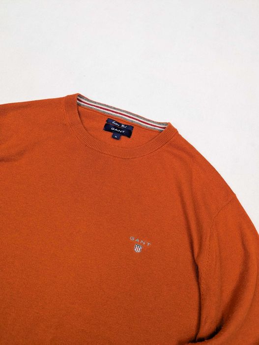 GANT sweter pomarańczowy okrągły rozmiar XL wełna
