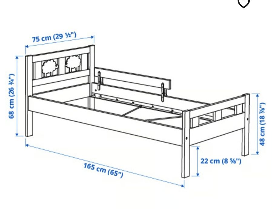 Łóżko Ikea Kritter białe rama i materac Vyssa