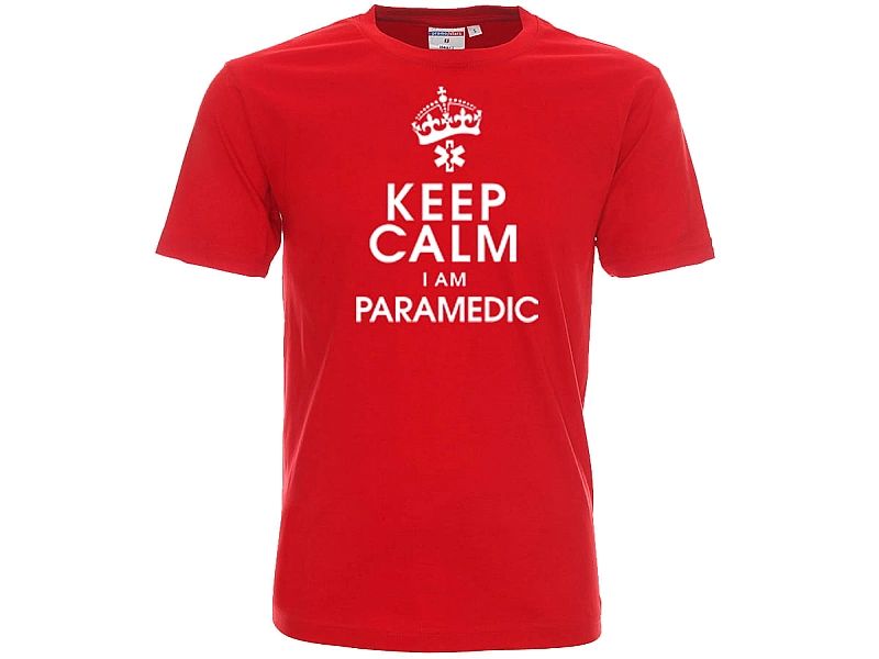 Koszulka męska KEEP CALM I AM PARAMEDIC czerwona (XL)