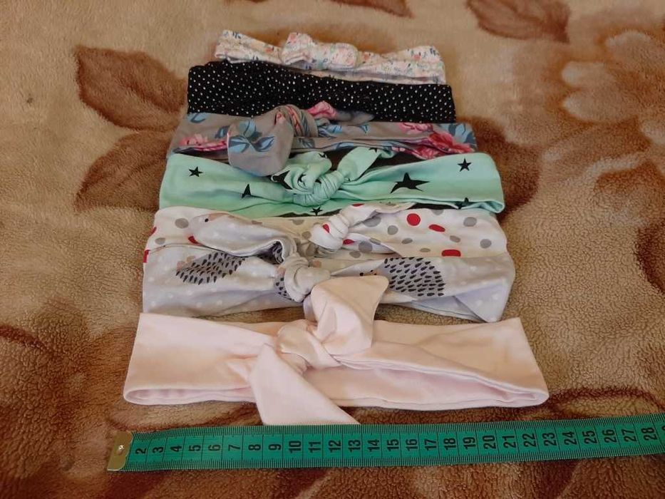 Opaski kokardki na głowę 2-4 lata 7 sztuk