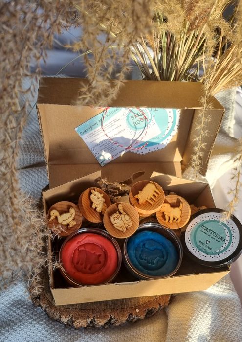 Pieczątki drewniane ZWIERZĘTA DOMOWE ciastolina naturalna