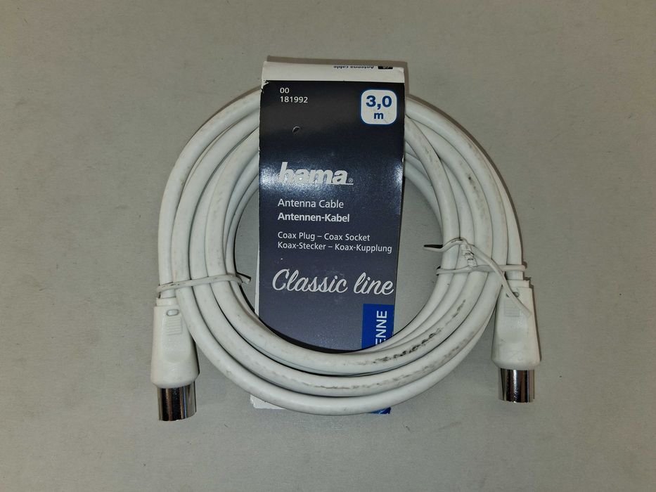 N204 Kabel Antenowy Hama Classic Line 3,0 m Wtyk Gniazdo TV 90 dB