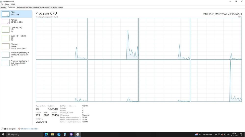 Komputer Dell Optiplex 3070 SFF i7 9700t 16gb ddr4 RX 6400