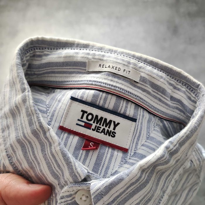 MĘSKA PREMIUM Elegancka Koszula Paski Elegancka Bawełna Tommy Hilfiger