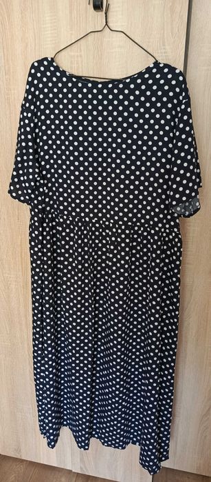 Sukienka 44/46 granatowa w groszki