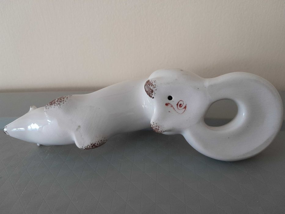 Porcelanowa figurka łasica łasiczka PRL
