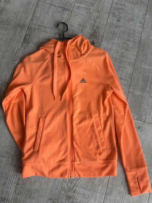 rozpinana neonowa pomarańczowa bluza z kapturem Adidas XS