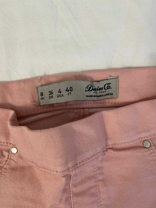 Calça de ganga rosa simples básica