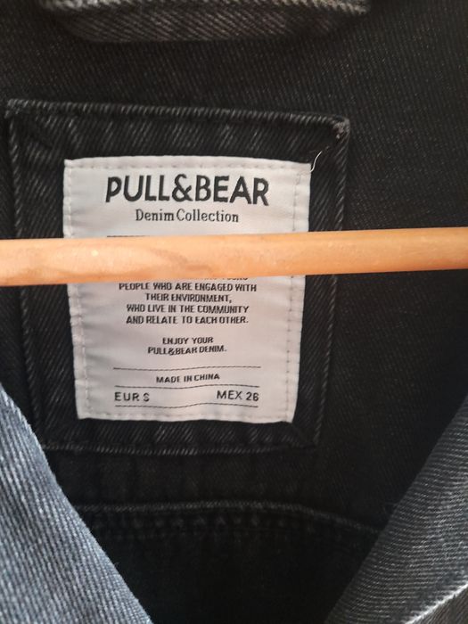 Casaco de ganga preto comprido