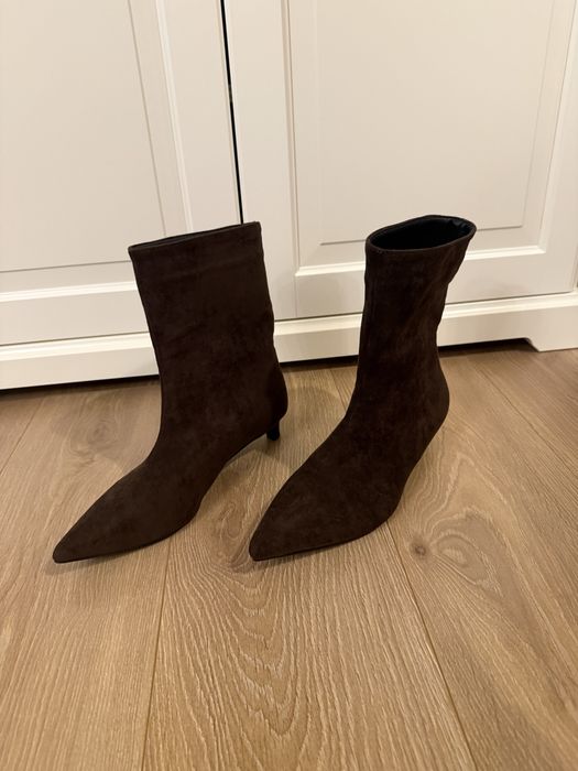 Botki zamszowe brązowe, rozmiar 38