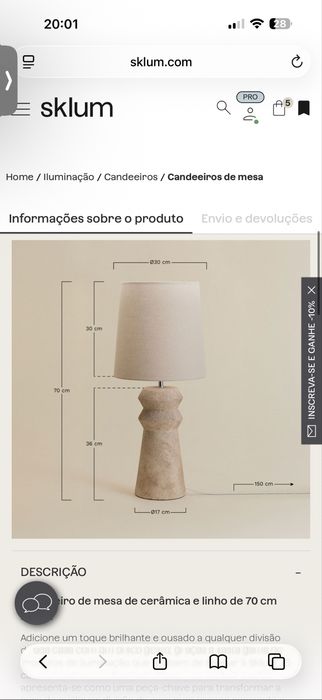 Candeeiro Sklum novo