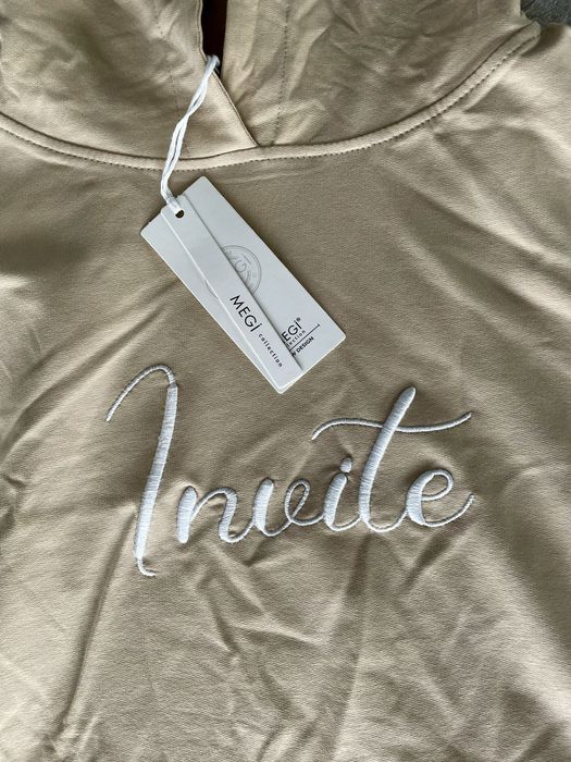 Bluza MEGI Invite beżowa S/M kangurka z kapturem Nowa
