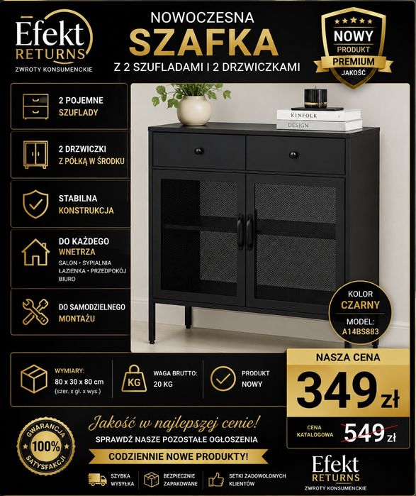 Nowoczesna szafka metalowa czarna