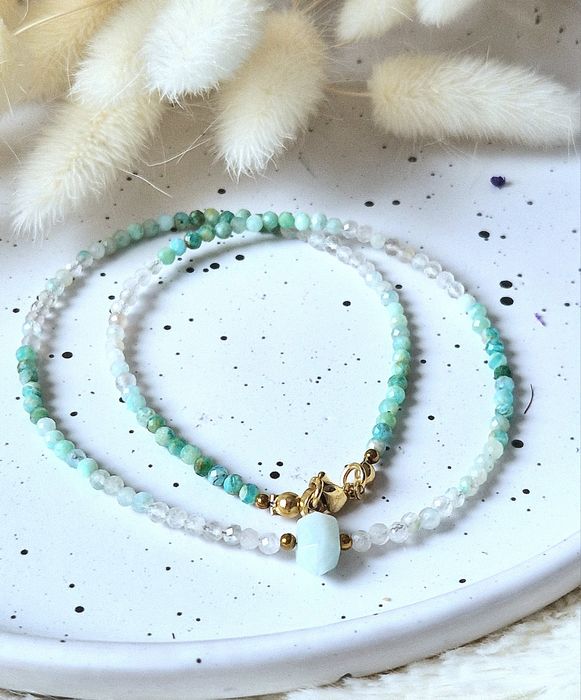 Naszyjnik amazonit z kamieni naturalnych handmade prezent