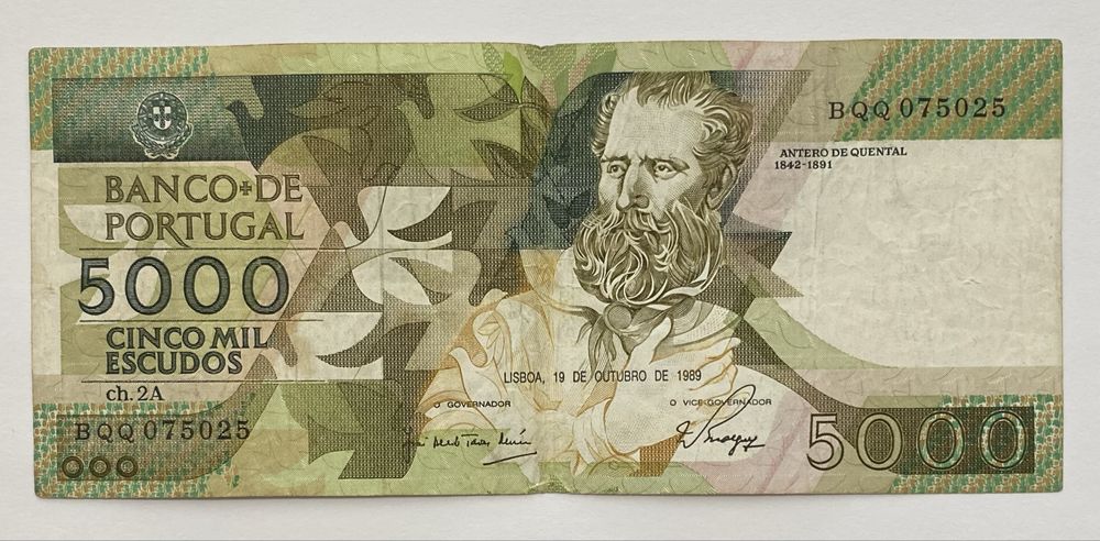 Nota 1102 - Cinco Mil  Escudos Ch.2A - 1989