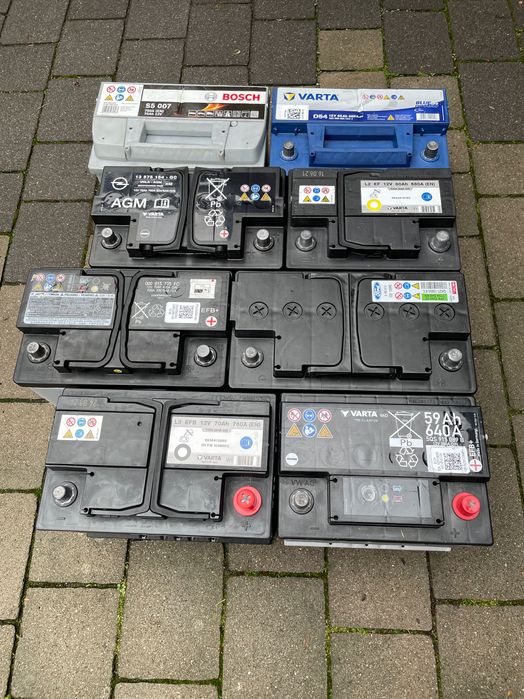 Akumulatory nowe i używane różne pojemności zwykle i na Start-stop