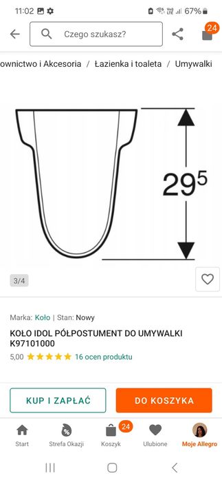 Półpostument do umywalki nowy