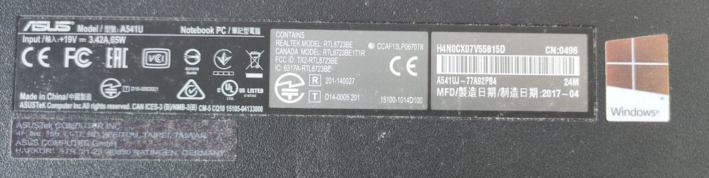 Lote de peças para portátil ASUS A541UJ