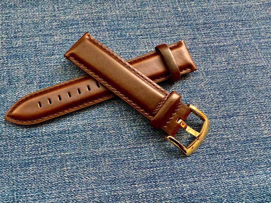 Коричневый кожаный ремешок 21 мм.