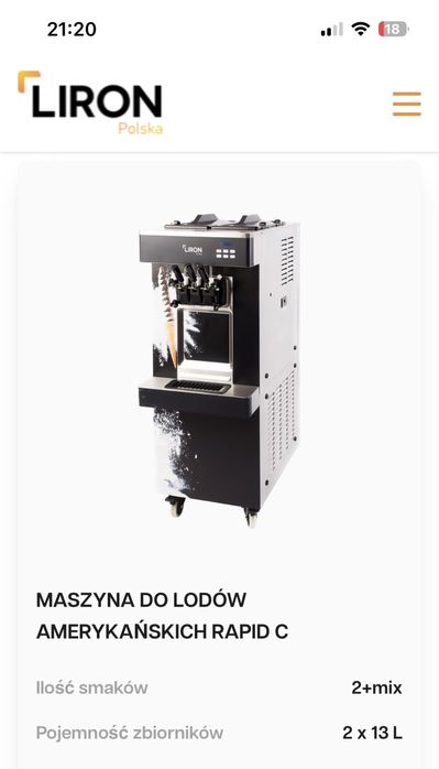 Maszyna do Lodów Włoskich i Amerykańskich Liron