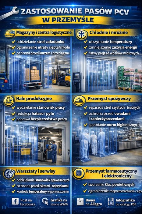 Pasy PCV standard rolka 50m do kurtyn paskowych