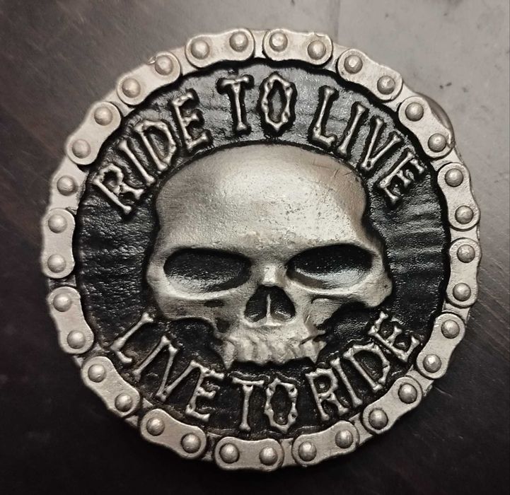 Fivela de cinto corrente Skull Live To Ride