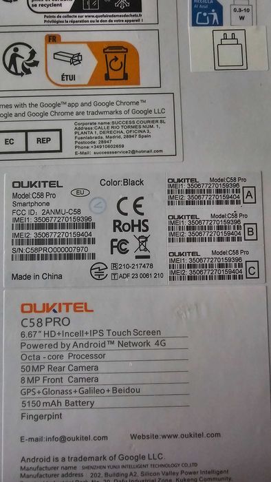 OUKITEL C58 Pro Smartphone 6Gb/256Gb Black O/C58PRO/6-256/BLACK