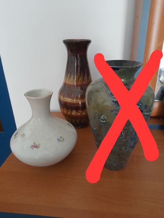 Prl ceramika szkło wazony 2 szt.